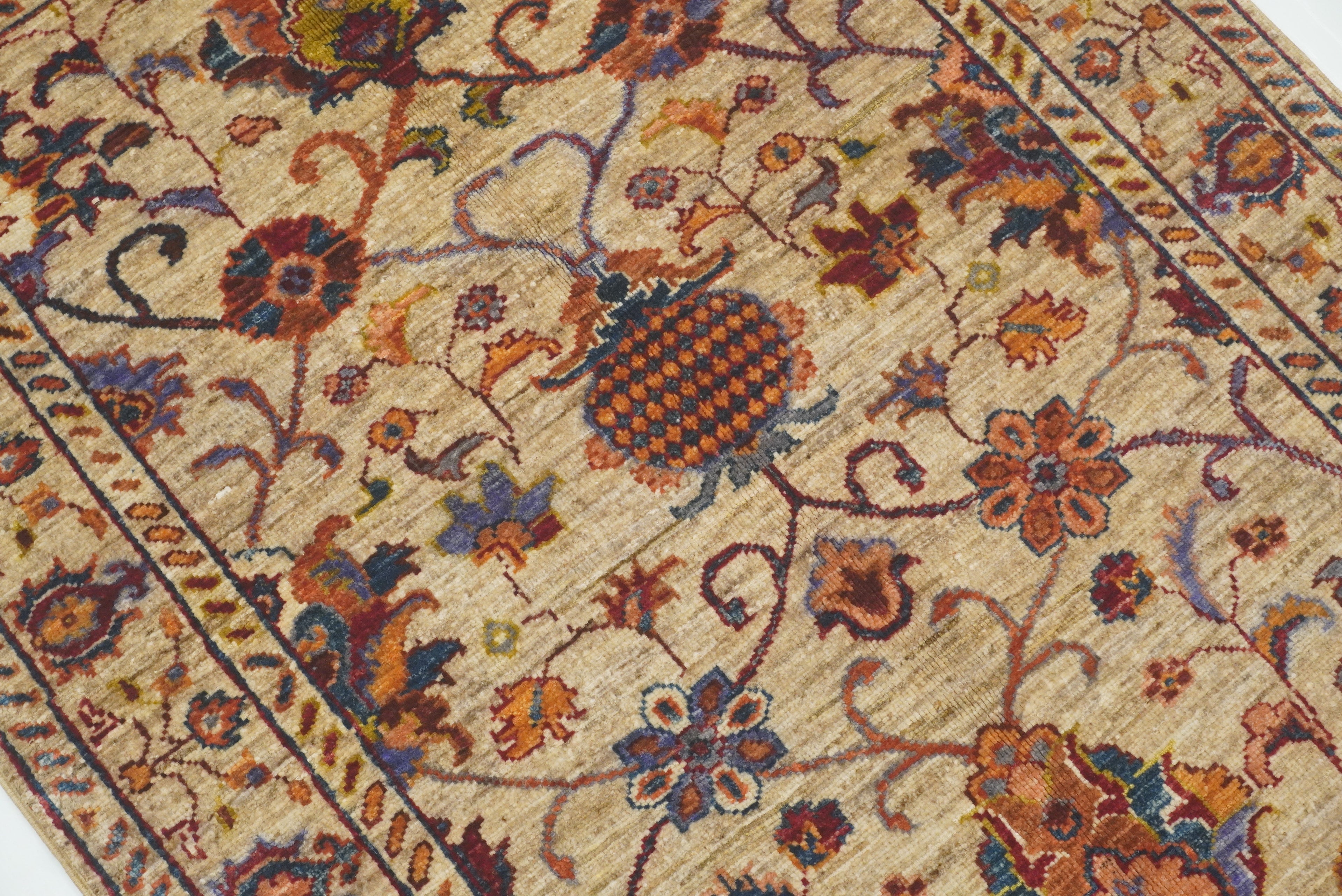 3x4 Beige Waziri Afghan Hand knotted Oriental Area Rug - Yildiz Rugs