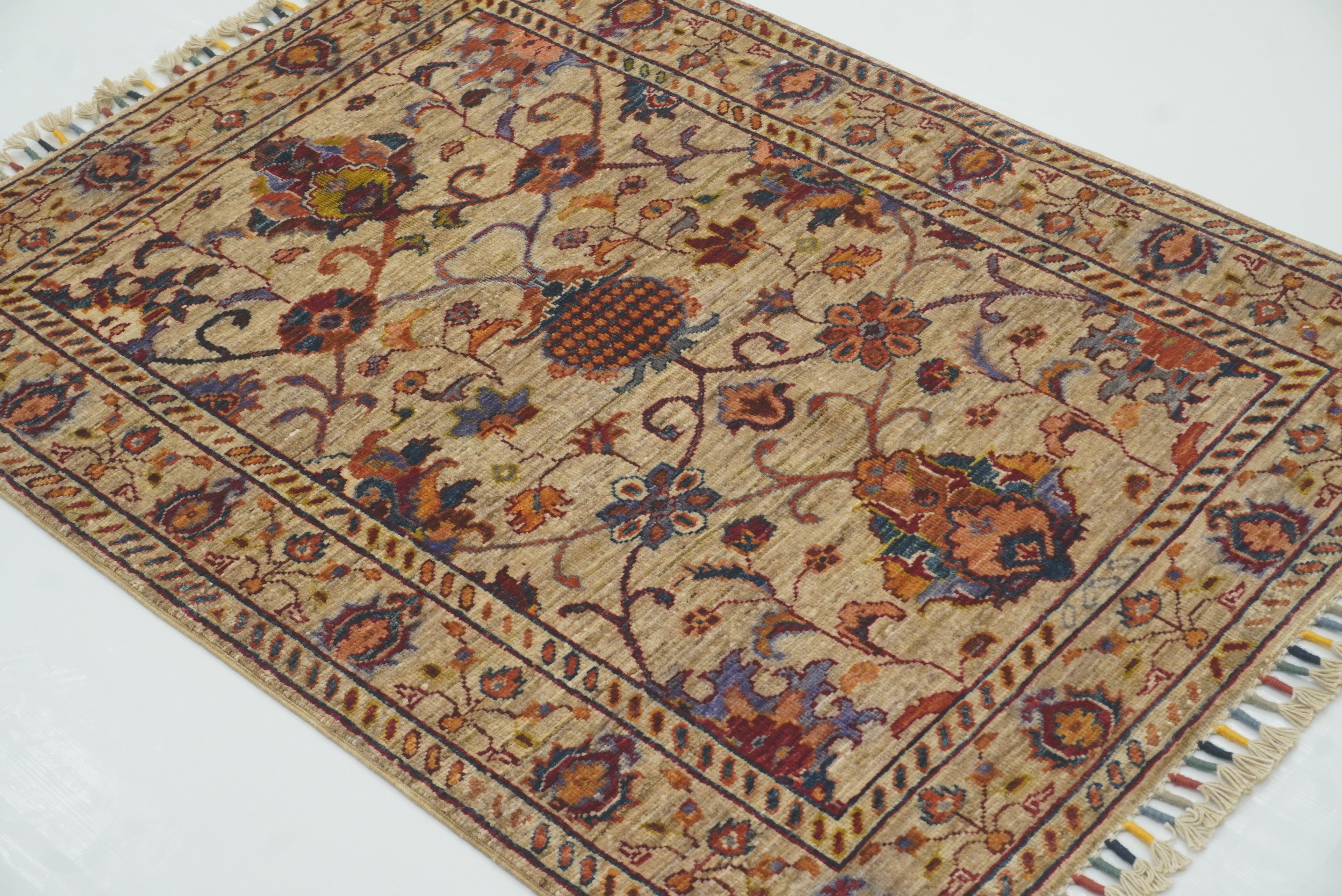 3x4 Beige Waziri Afghan Hand knotted Oriental Area Rug - Yildiz Rugs