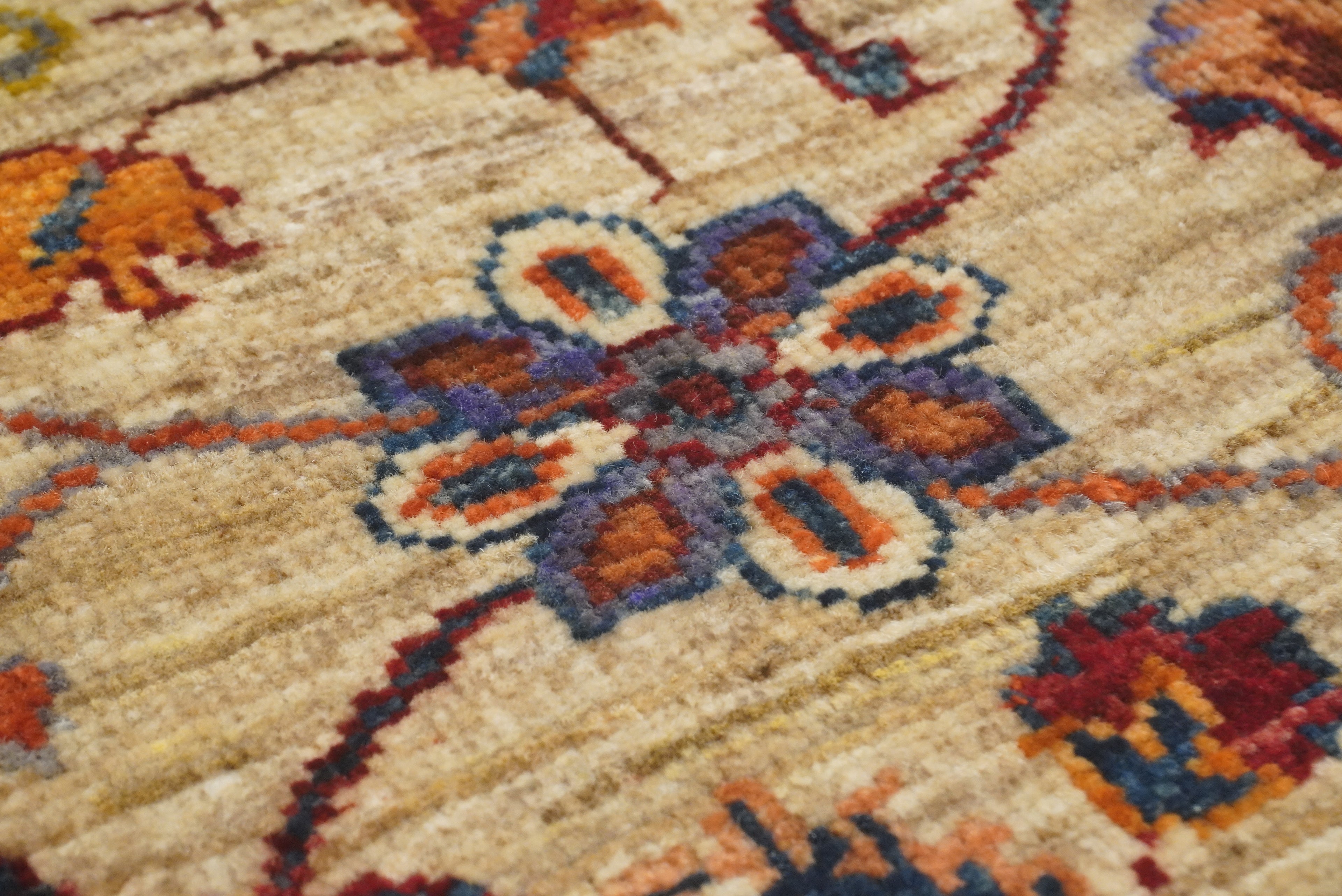 3x4 Beige Waziri Afghan Hand knotted Oriental Area Rug - Yildiz Rugs