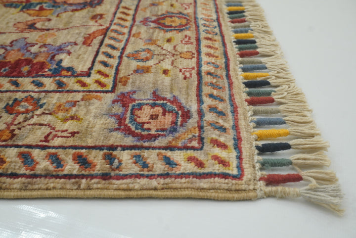 3x4 Beige Waziri Afghan Hand knotted Oriental Area Rug - Yildiz Rugs