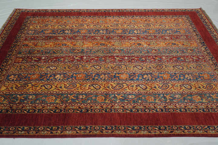 7x10 Red Turkish Shawl Pattern Hand knotted Tribal Rug