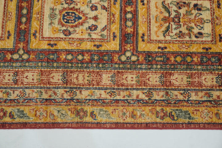 5x7 Red Beige Vintage Bakhtiar Afghan Hand knotted Rug - Yildiz Rugs