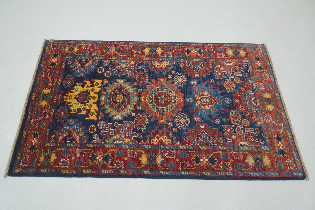 3x5 Navy Blue Baluch Afghan Hand knotted Oriental Rug