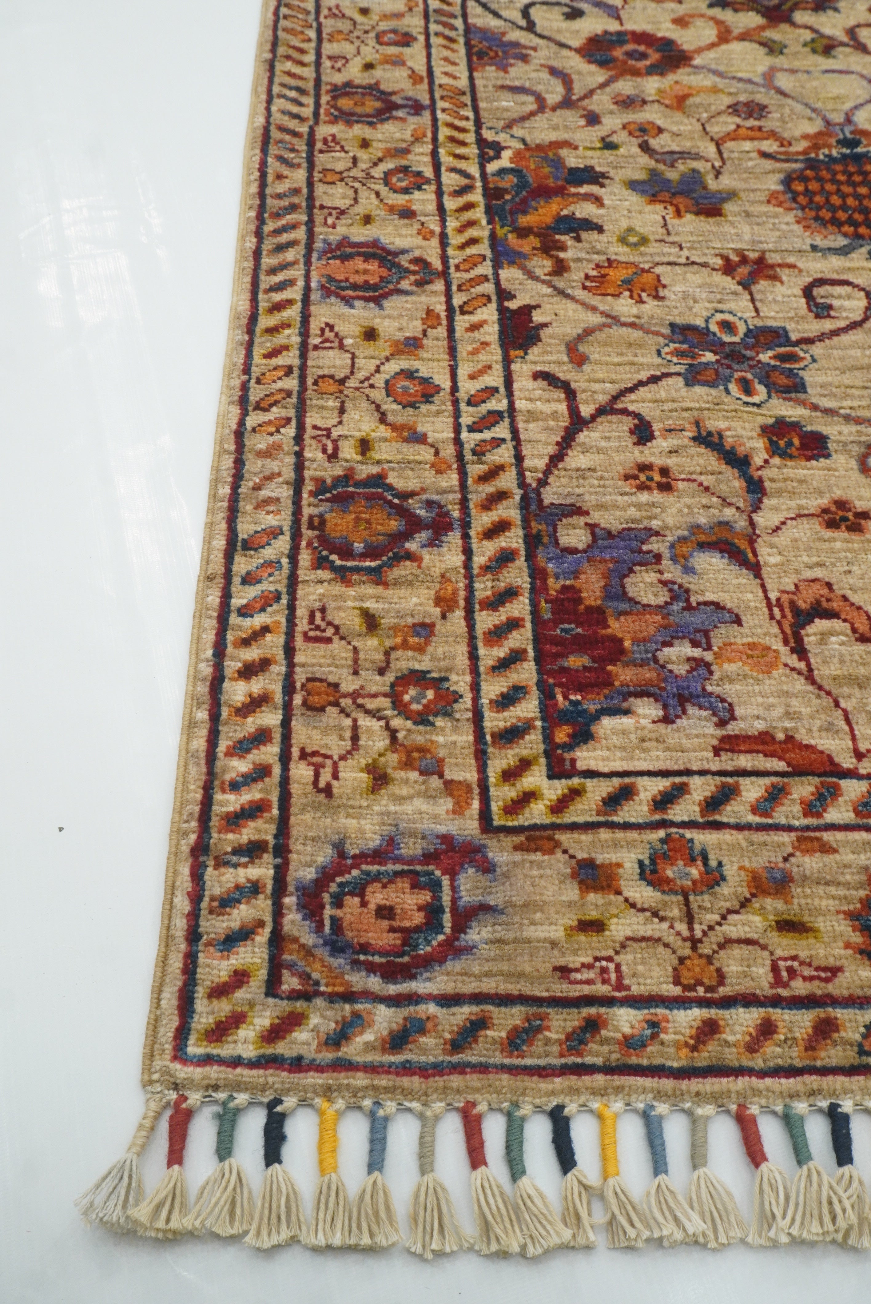 3x4 Beige Waziri Afghan Hand knotted Oriental Area Rug - Yildiz Rugs