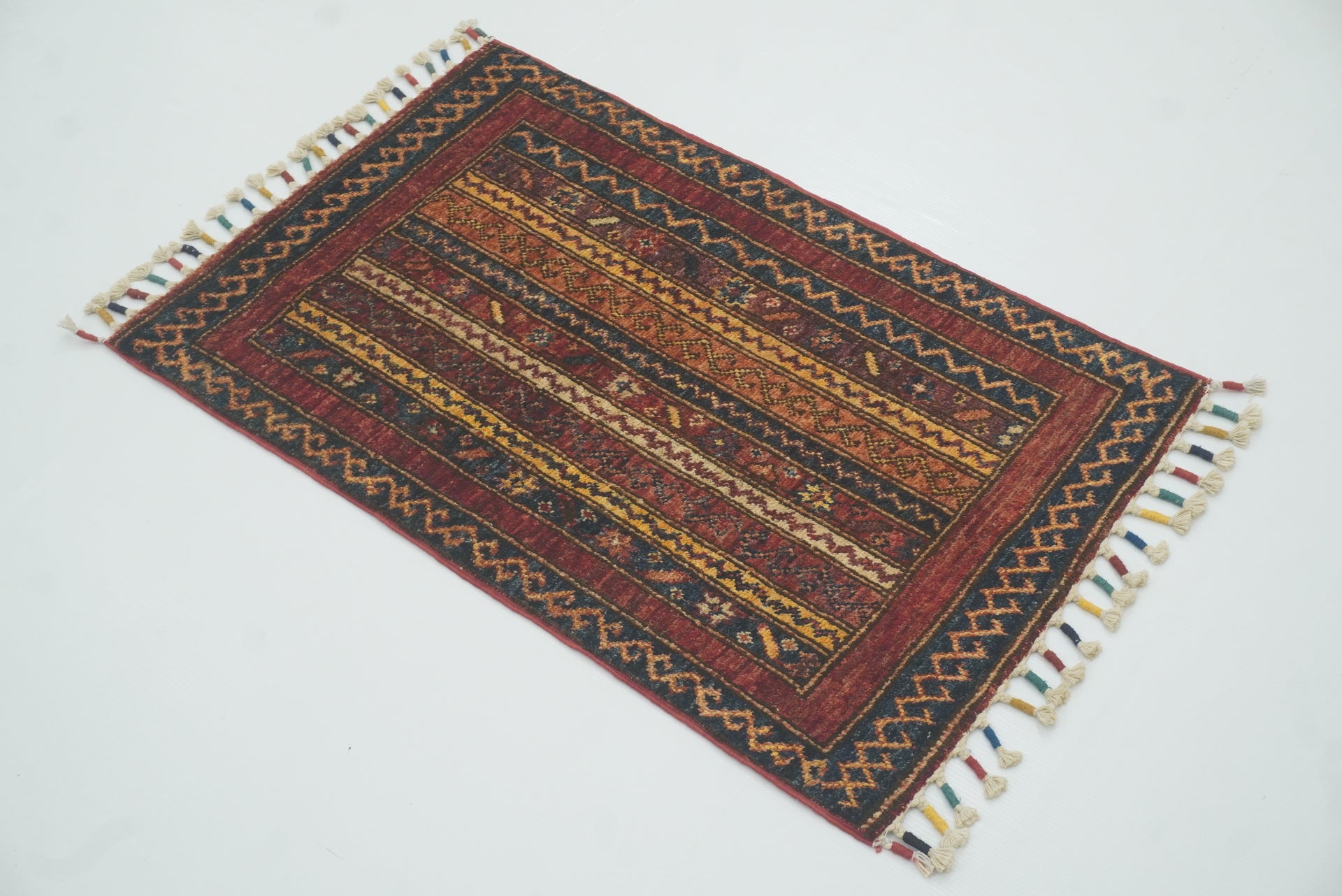 2x3 Red Turkish Hand-Knotted Wool Rug