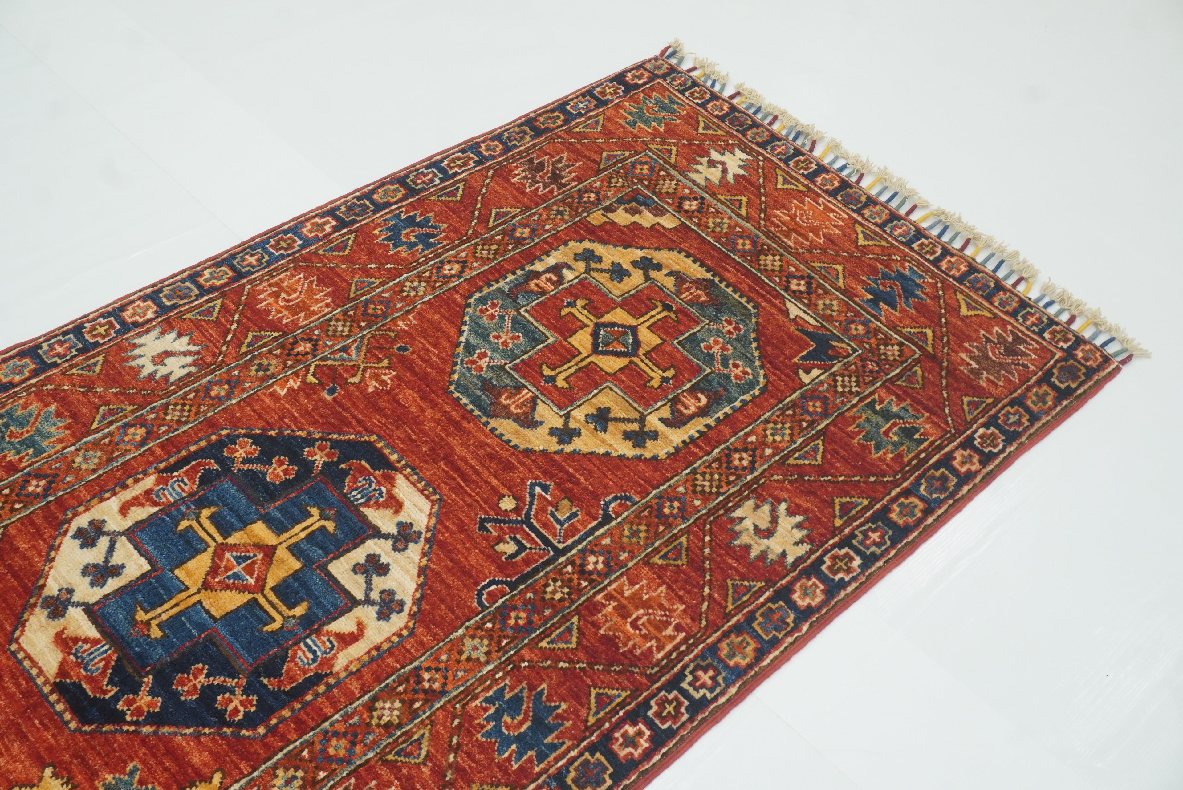 10 ft Red Ersari Afghan Hand Knotted Wool Runner Rug - Yildiz Rugs