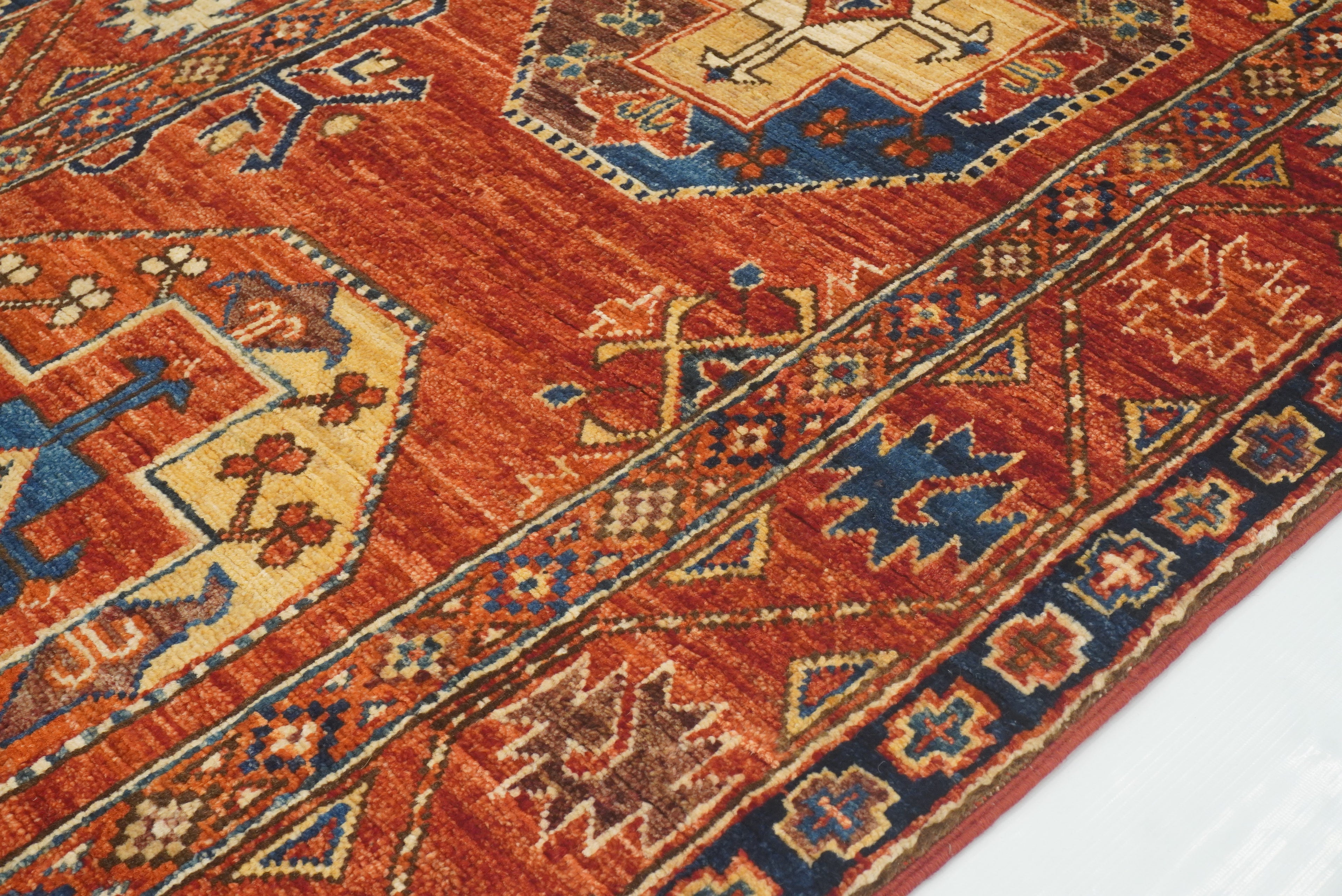 10 ft Red Ersari Afghan Hand Knotted Wool Runner Rug - Yildiz Rugs