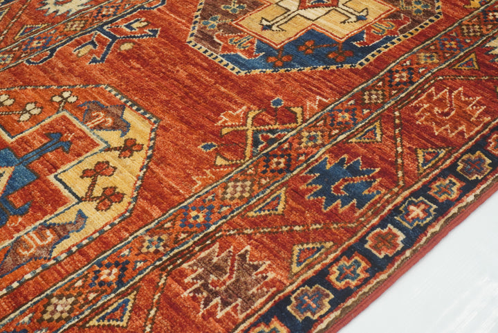 10 ft Red Ersari Afghan Hand Knotted Wool Runner Rug - Yildiz Rugs