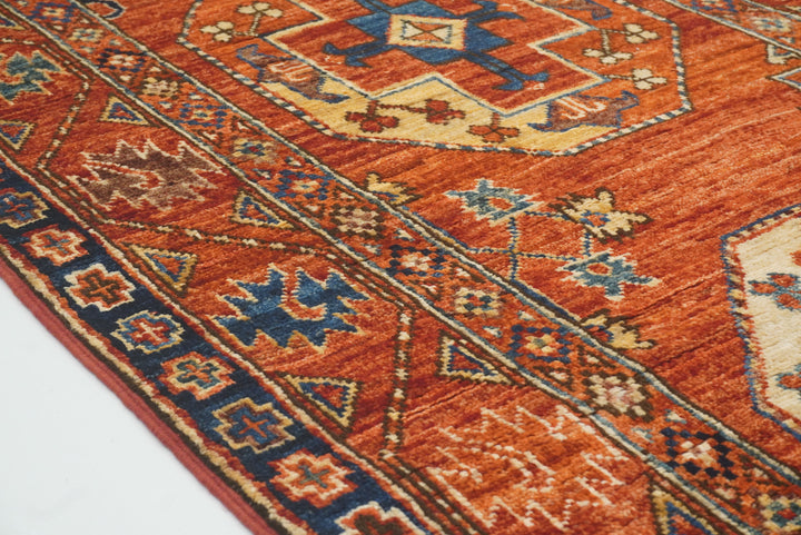 10 ft Red Ersari Afghan Hand Knotted Wool Runner Rug - Yildiz Rugs