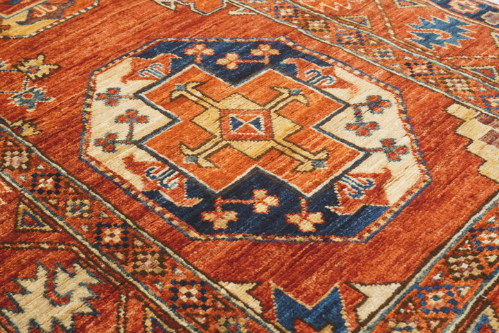 10 ft Red Ersari Afghan Hand Knotted Wool Runner Rug - Yildiz Rugs