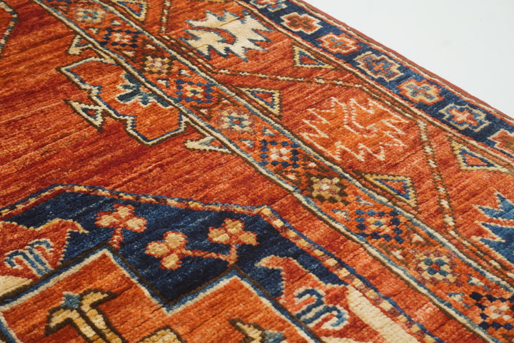 10 ft Red Ersari Afghan Hand Knotted Wool Runner Rug - Yildiz Rugs