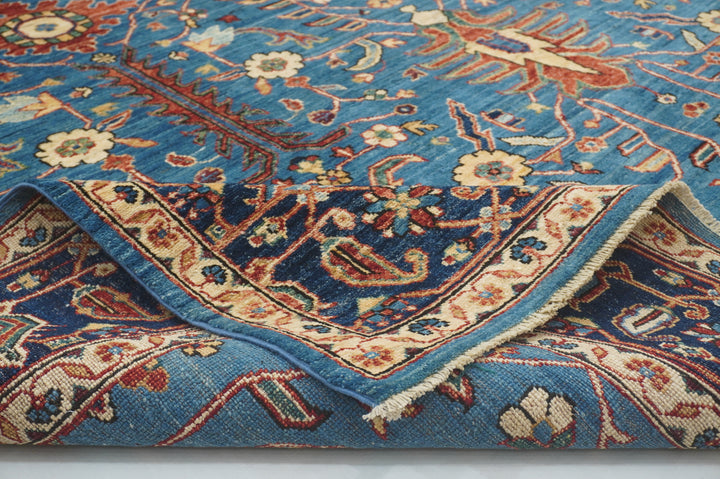 8x10 Blue Heriz Afghan Hand knotted Oriental Rug