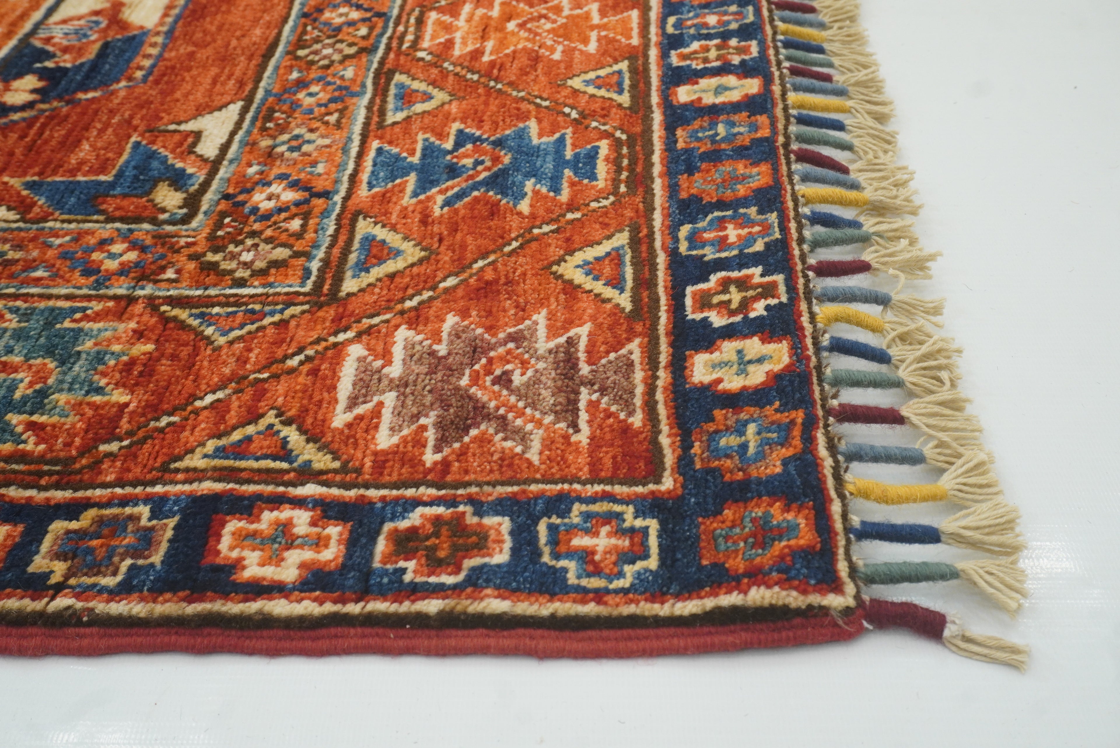 10 ft Red Ersari Afghan Hand Knotted Wool Runner Rug - Yildiz Rugs