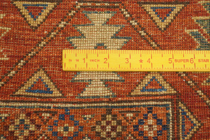 10 ft Red Ersari Afghan Hand Knotted Wool Runner Rug - Yildiz Rugs