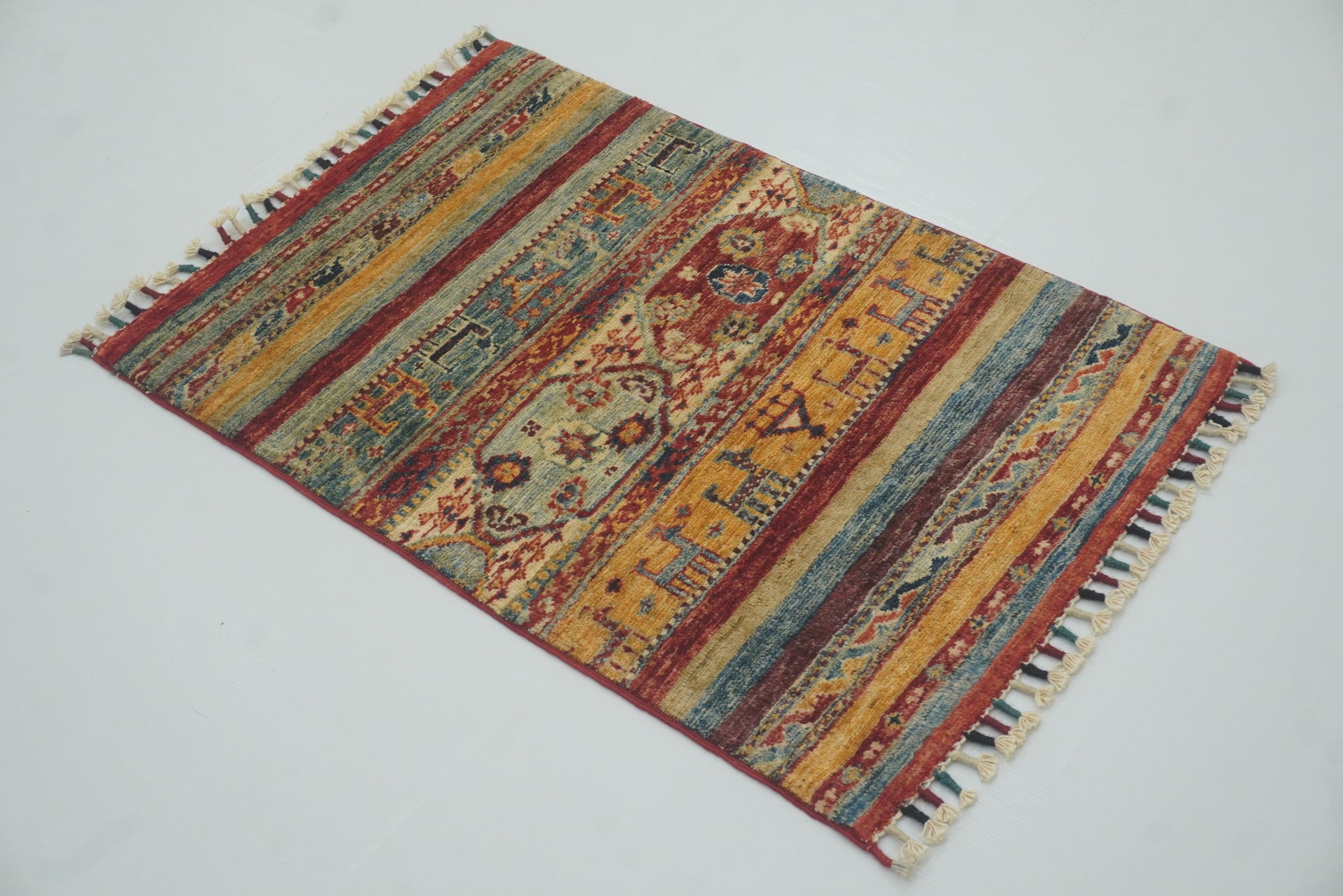 2x3 Red Khorjin Afghan Hand knotted Rug