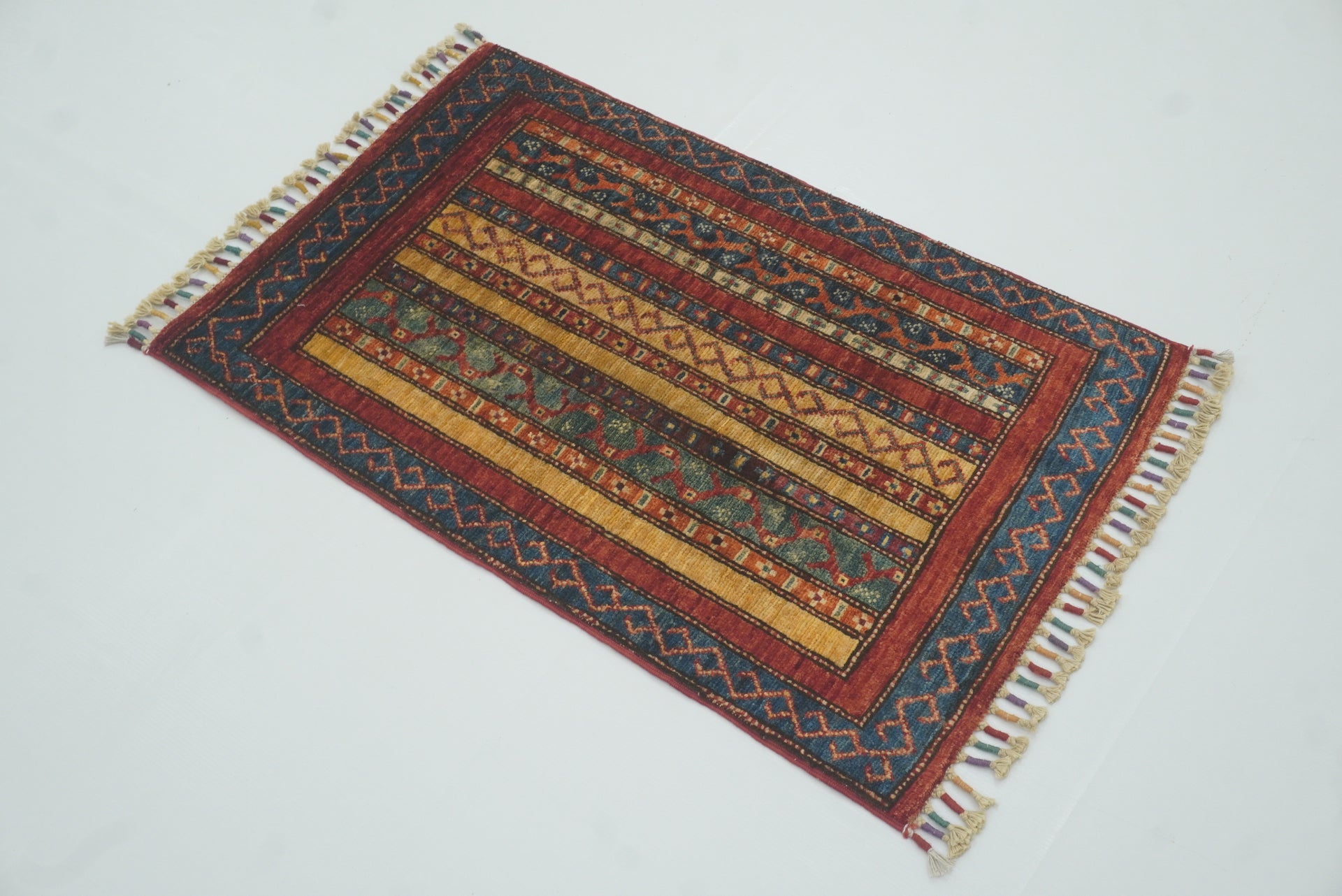 2x3 Red Turkish Hand-Knotted Wool Rug