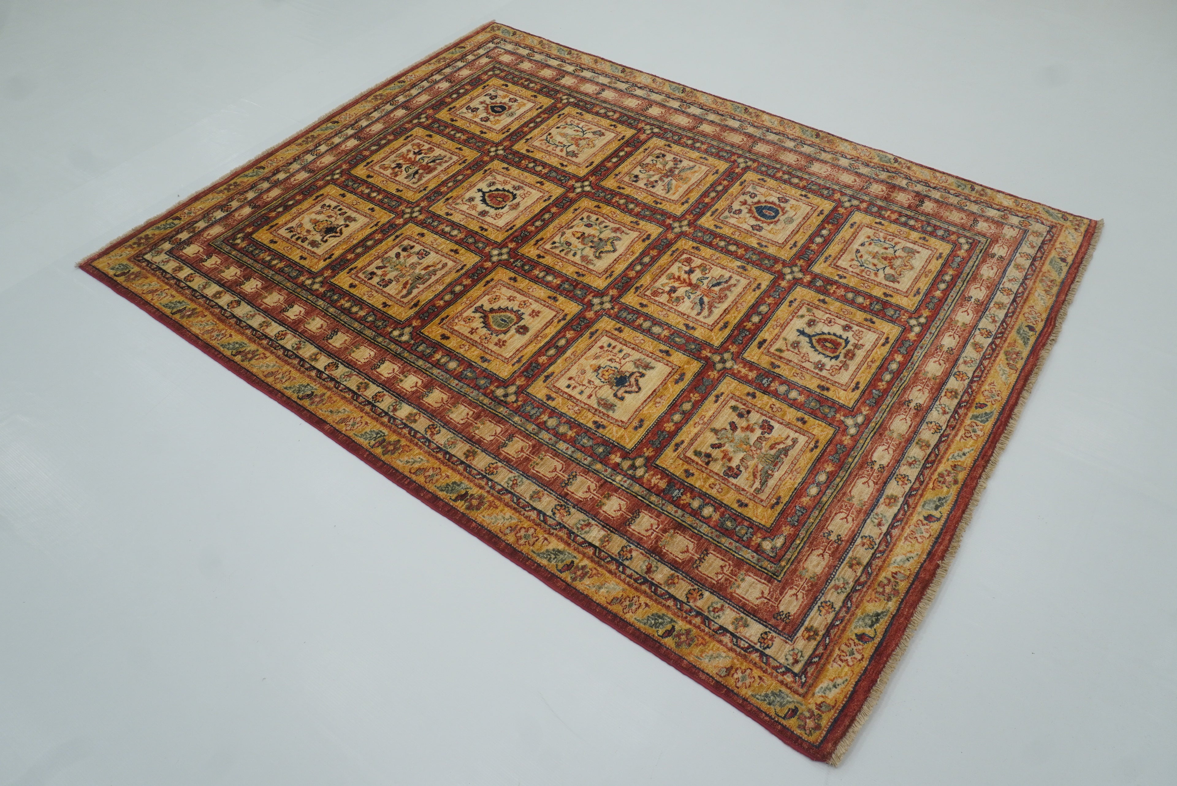 5x7 Beige Bakhtiar Afghan Hand-Knotted Oriental Rug - Yildiz Rugs