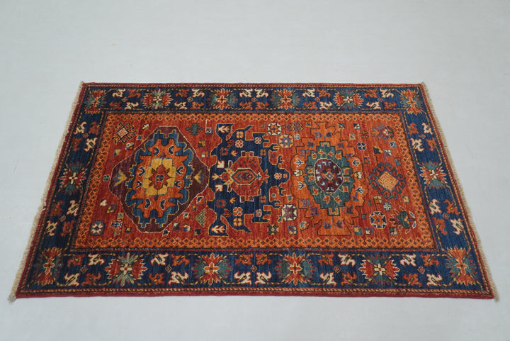 3x5 Red Afghan Baluch Hand knotted Rug