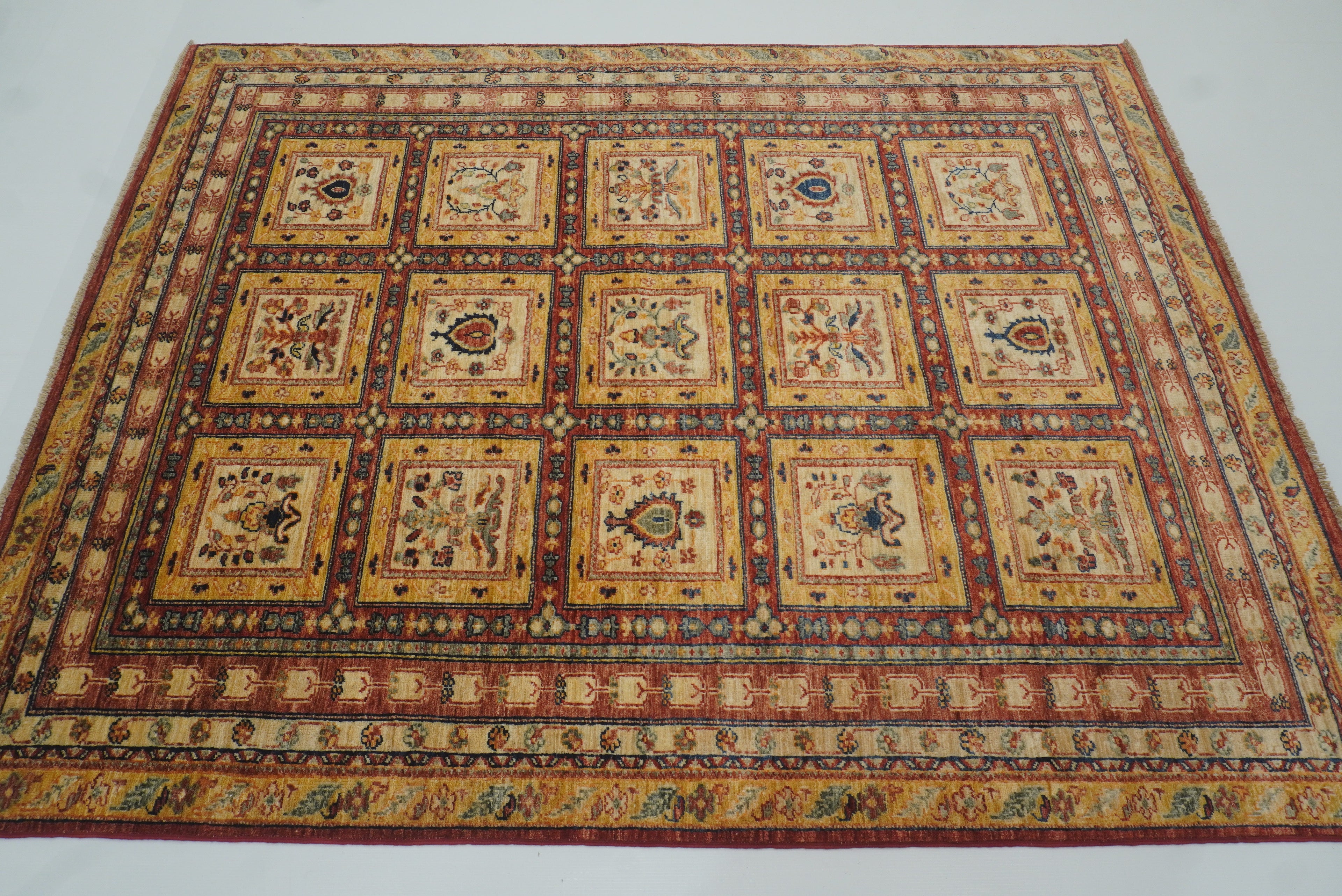 5x7 Beige Bakhtiar Afghan Hand-Knotted Oriental Rug - Yildiz Rugs