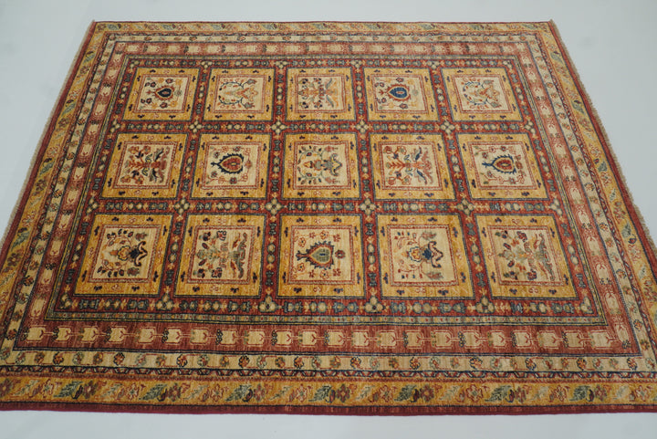 5x7 Beige Bakhtiar Afghan Hand-Knotted Oriental Rug - Yildiz Rugs