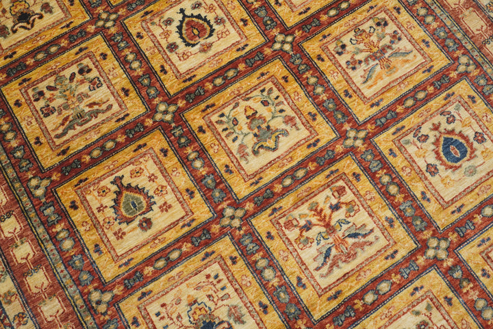 5x7 Beige Bakhtiar Afghan Hand-Knotted Oriental Rug - Yildiz Rugs