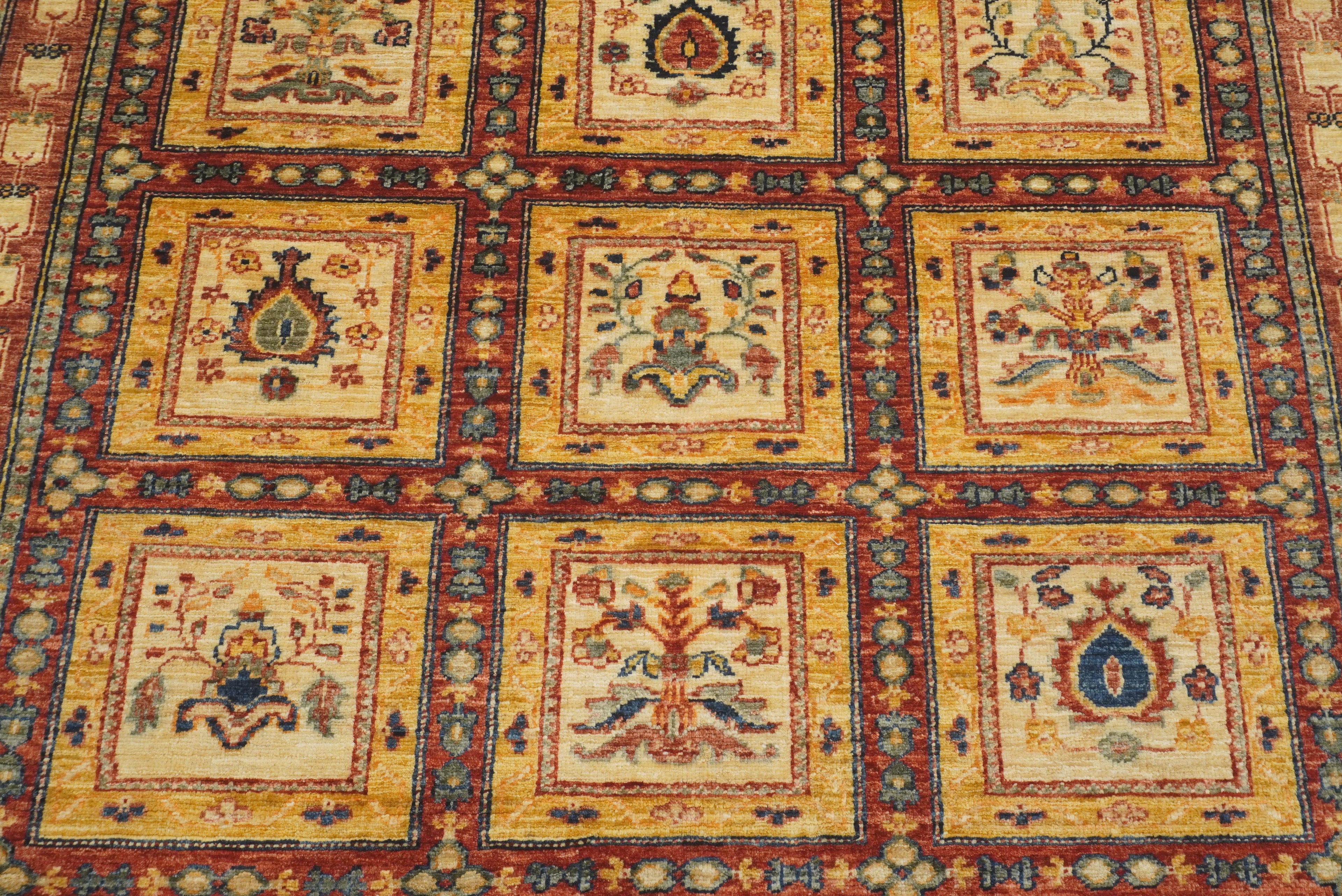5x7 Beige Bakhtiar Afghan Hand-Knotted Oriental Rug - Yildiz Rugs