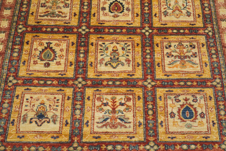 5x7 Beige Bakhtiar Afghan Hand-Knotted Oriental Rug - Yildiz Rugs