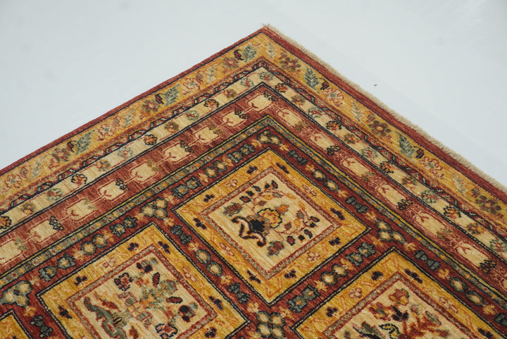 5x7 Beige Bakhtiar Afghan Hand-Knotted Oriental Rug - Yildiz Rugs