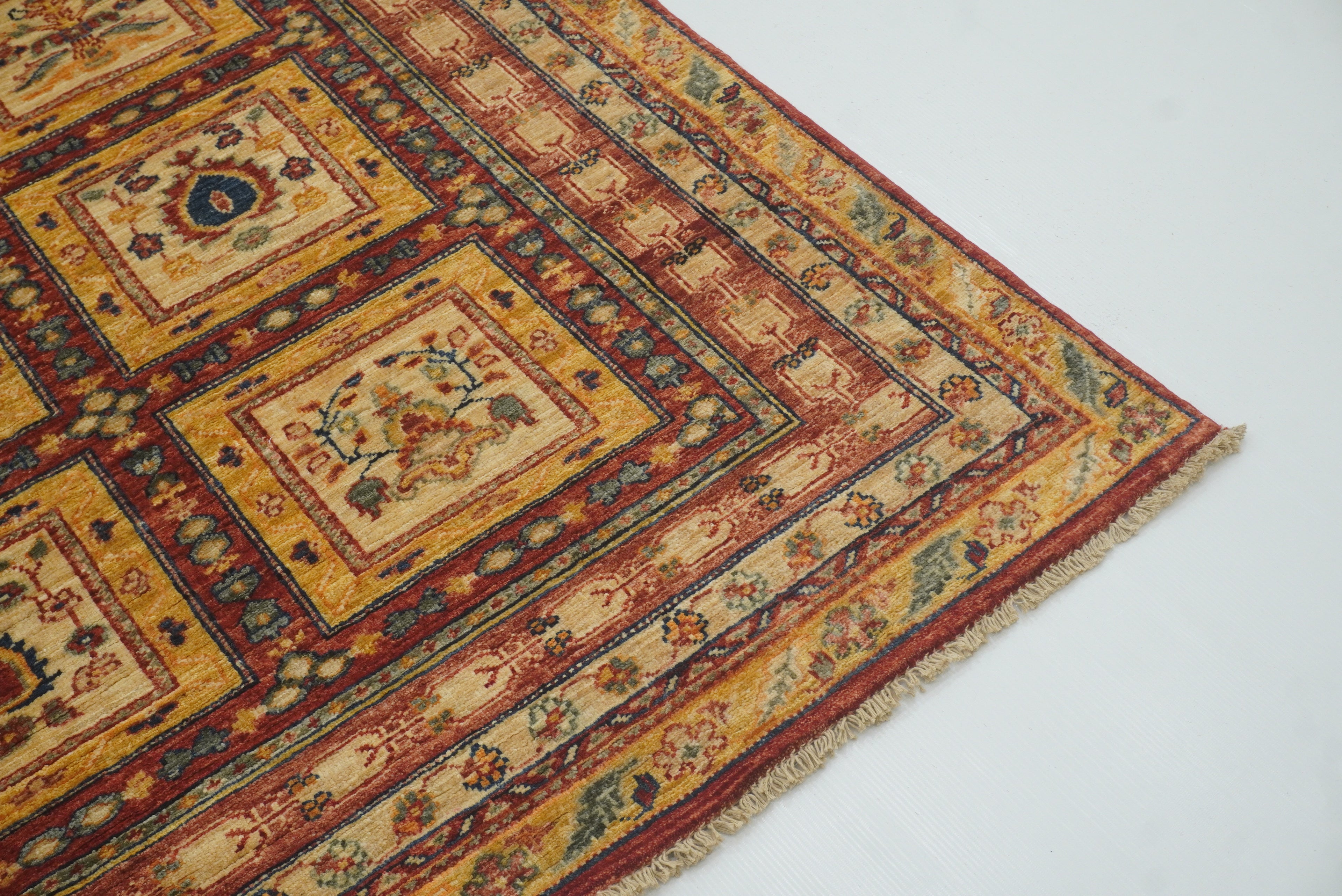 5x7 Beige Bakhtiar Afghan Hand-Knotted Oriental Rug - Yildiz Rugs