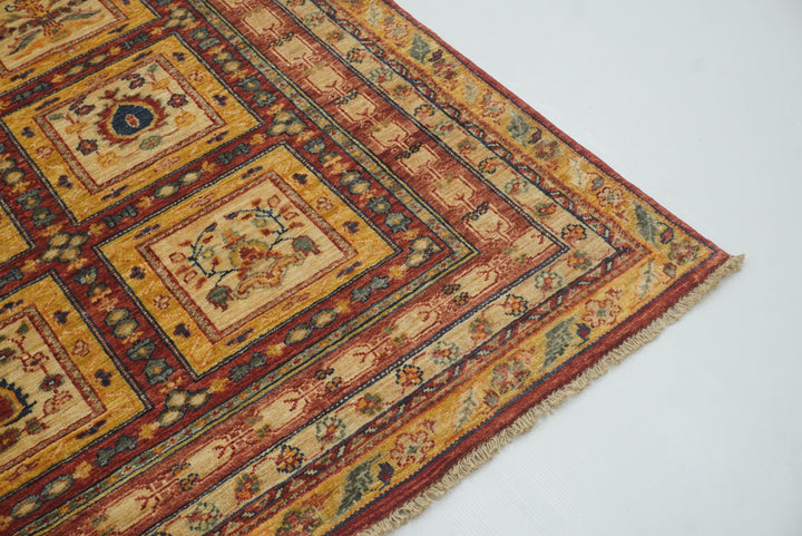 5x7 Beige Bakhtiar Afghan Hand-Knotted Oriental Rug - Yildiz Rugs