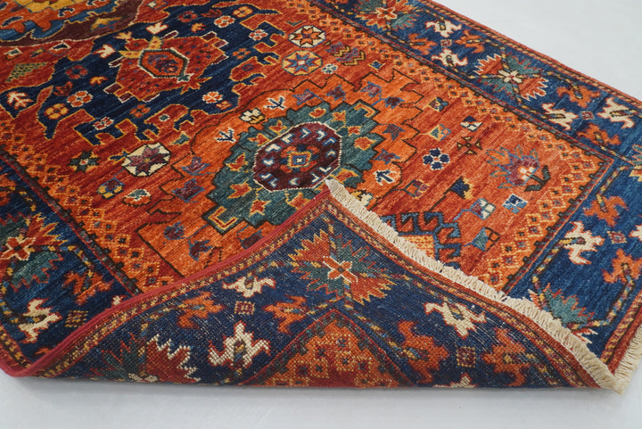 3x5 Red Afghan Baluch Hand knotted Rug