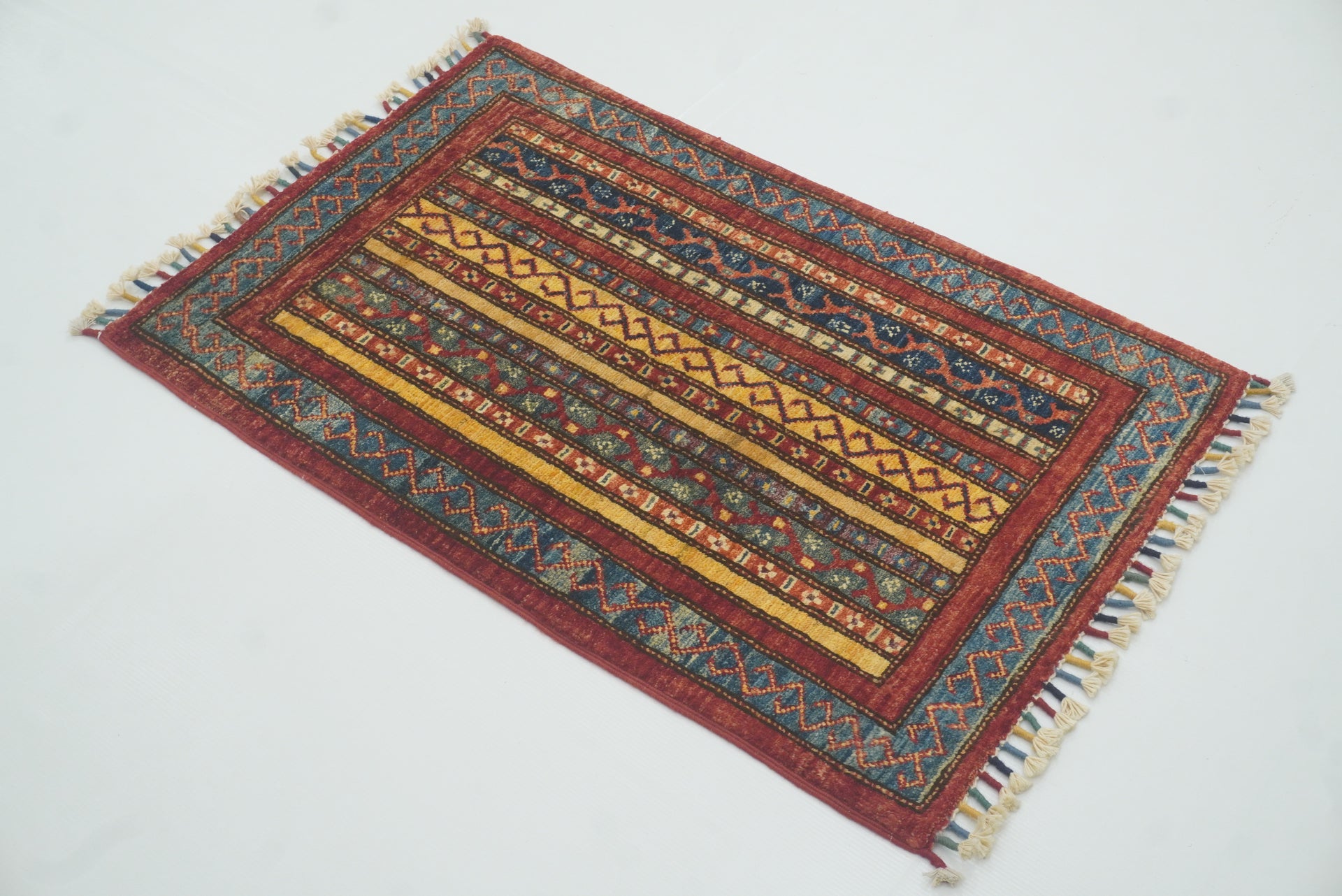 2x3 Red Turkish Hand-Knotted Wool Rug