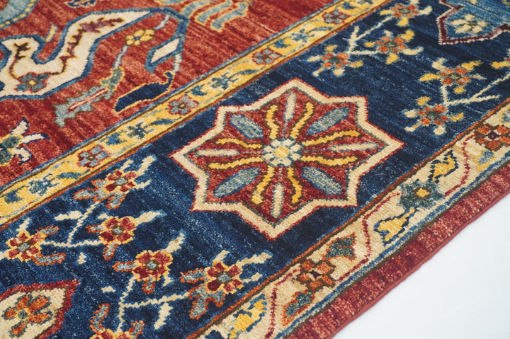 9x12 Blue Red Mamluk Turkish Hand Knotted Medallion Rug - Yildiz Rugs