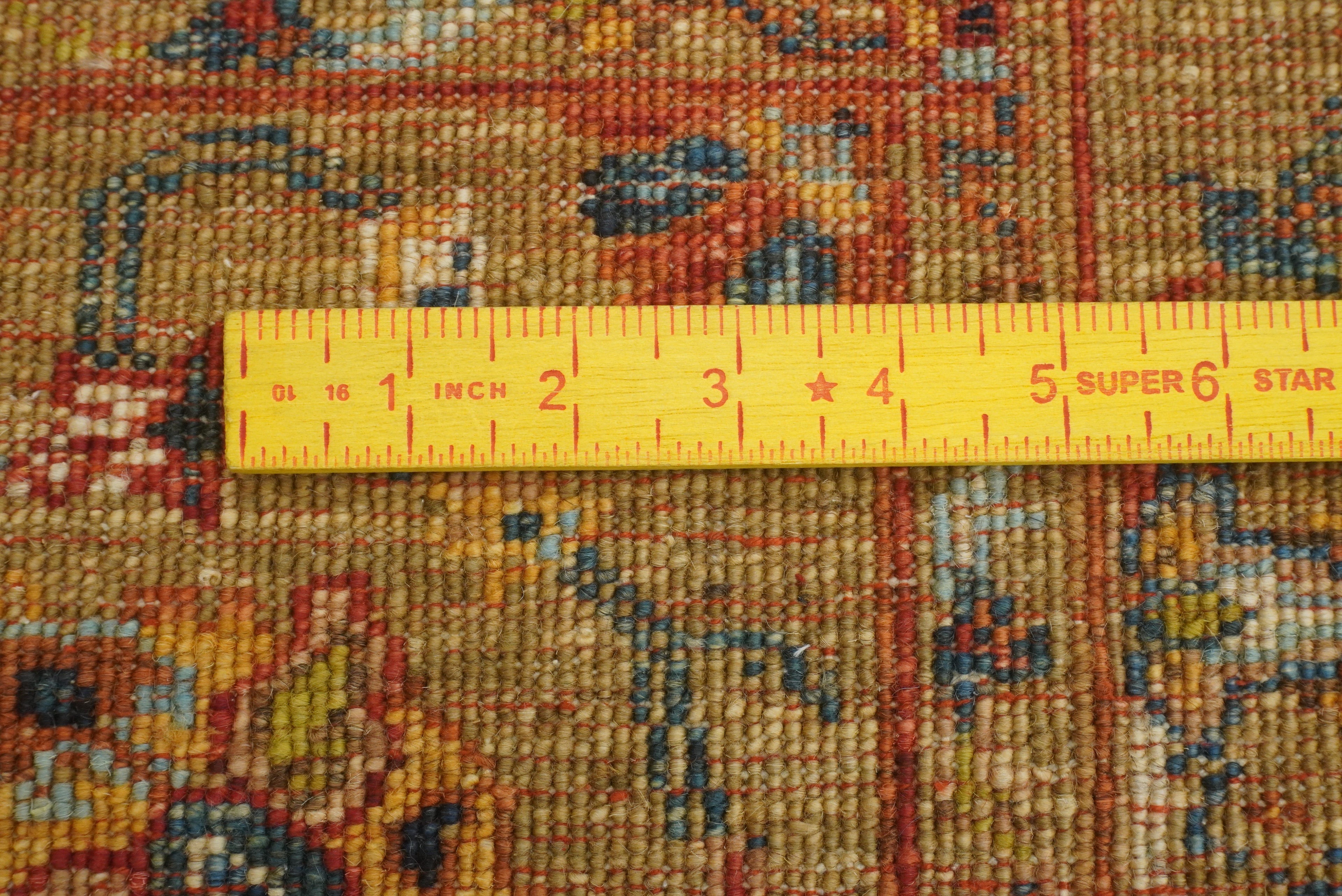 8 ft Orange Waziri Afghan Hand-Knotted Wool Runner Rug - Yildiz Rugs
