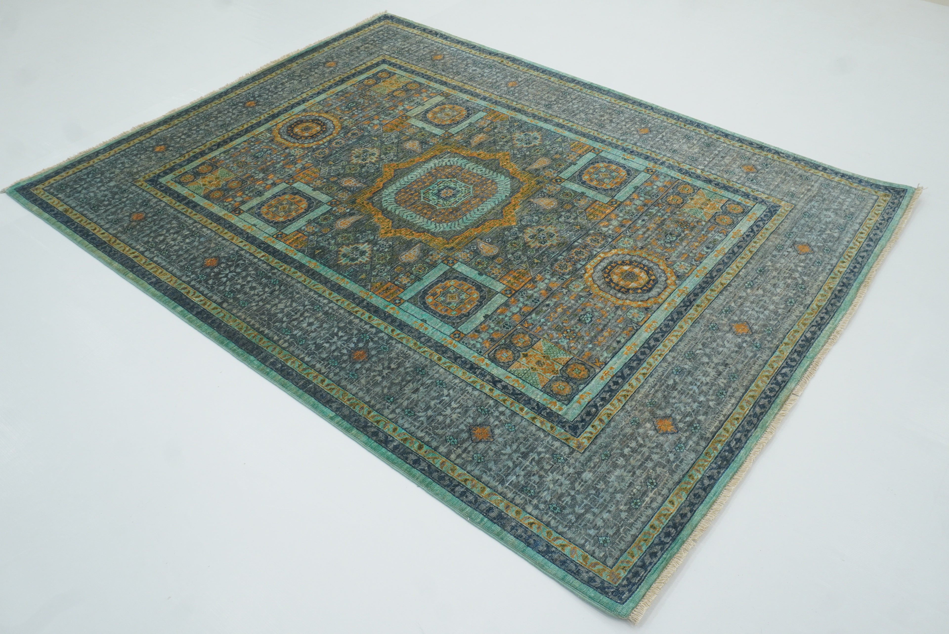 5x7 Gray Mamluk Hand knotted wool Turkish Rug - Yildiz Rugs