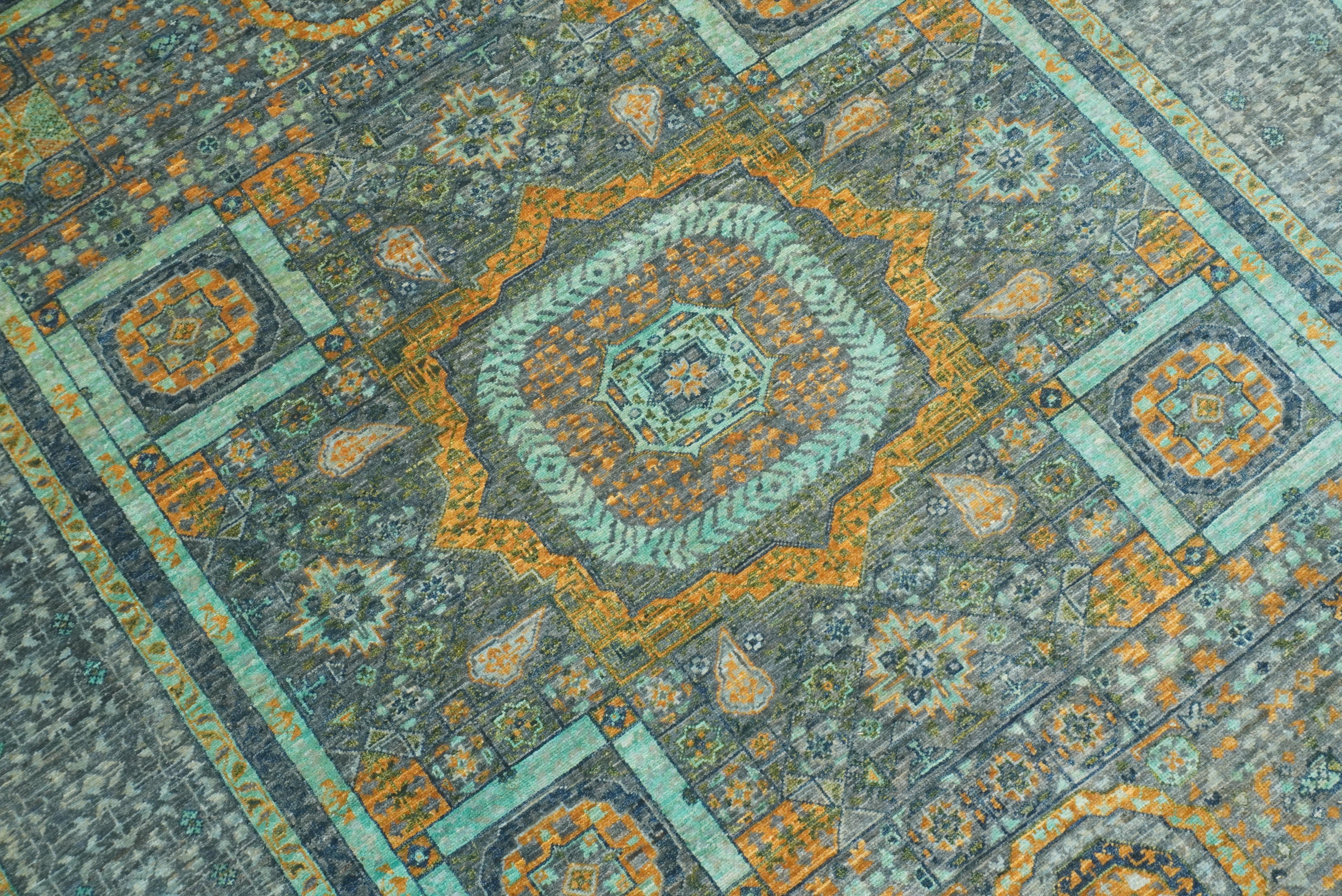 5x7 Gray Mamluk Hand knotted wool Turkish Rug - Yildiz Rugs