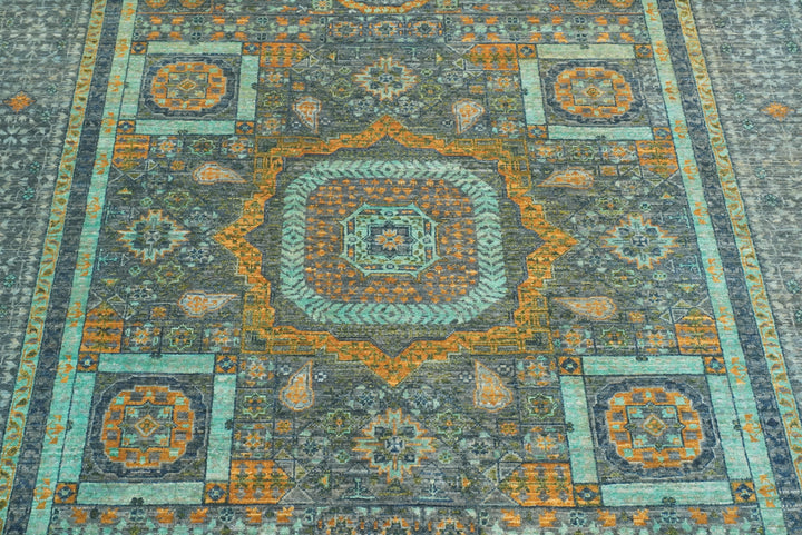 5x7 Gray Mamluk Hand knotted wool Turkish Rug - Yildiz Rugs
