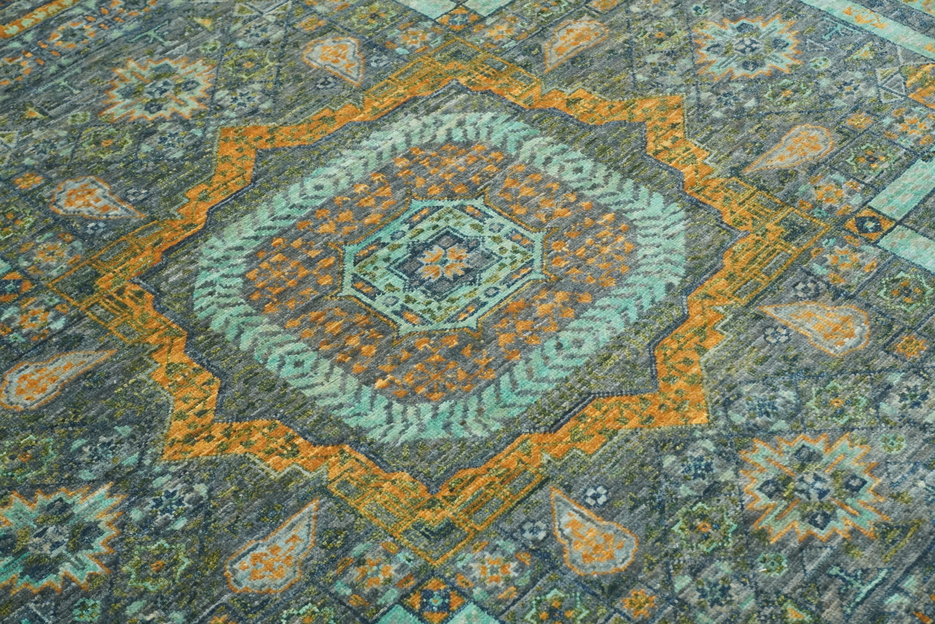 5x7 Gray Mamluk Hand knotted wool Turkish Rug - Yildiz Rugs