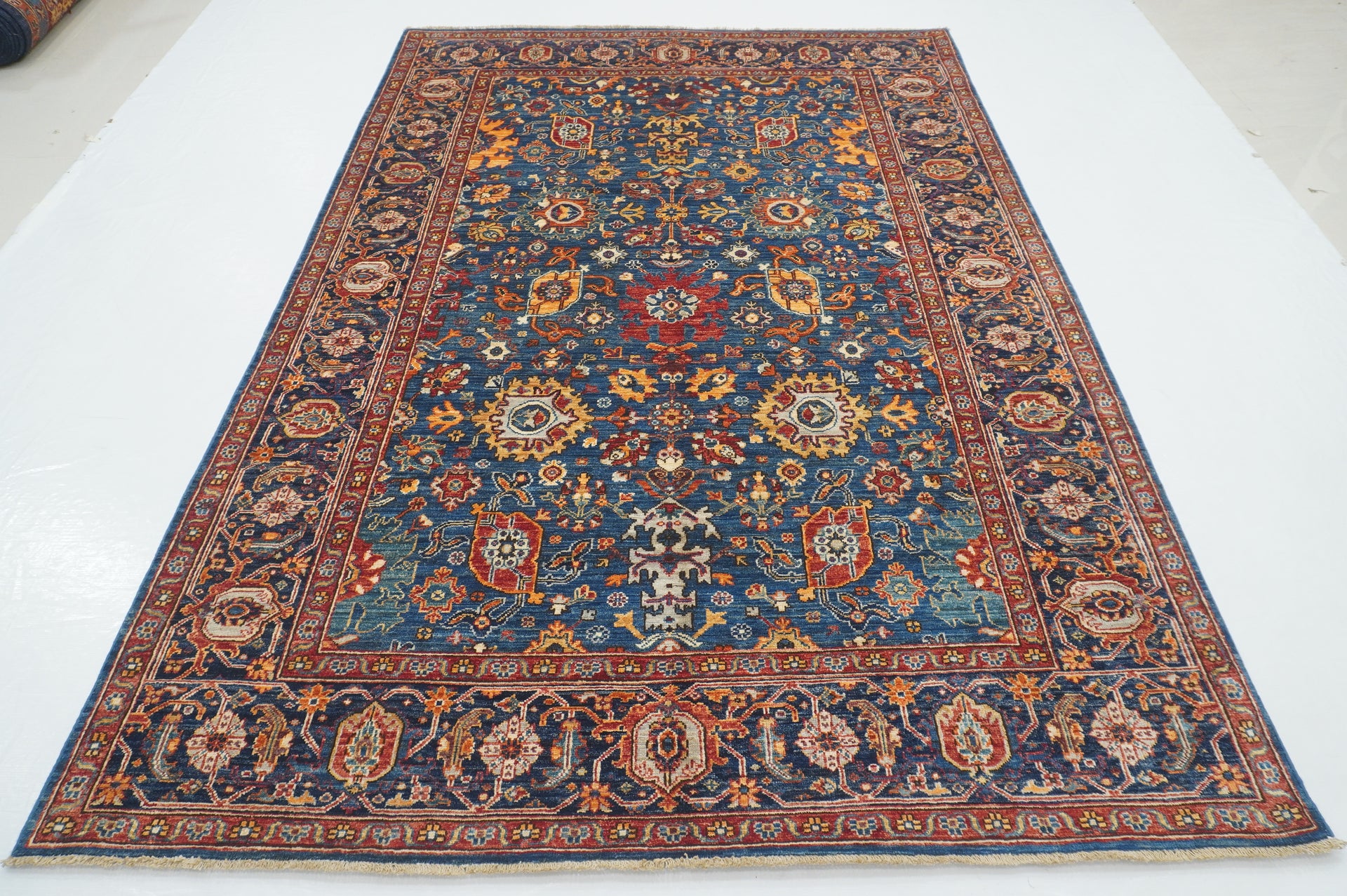 6x9 Bidjar Navy Blue Afghan Hand Knotted Oriental Rug - Yildiz Rugs