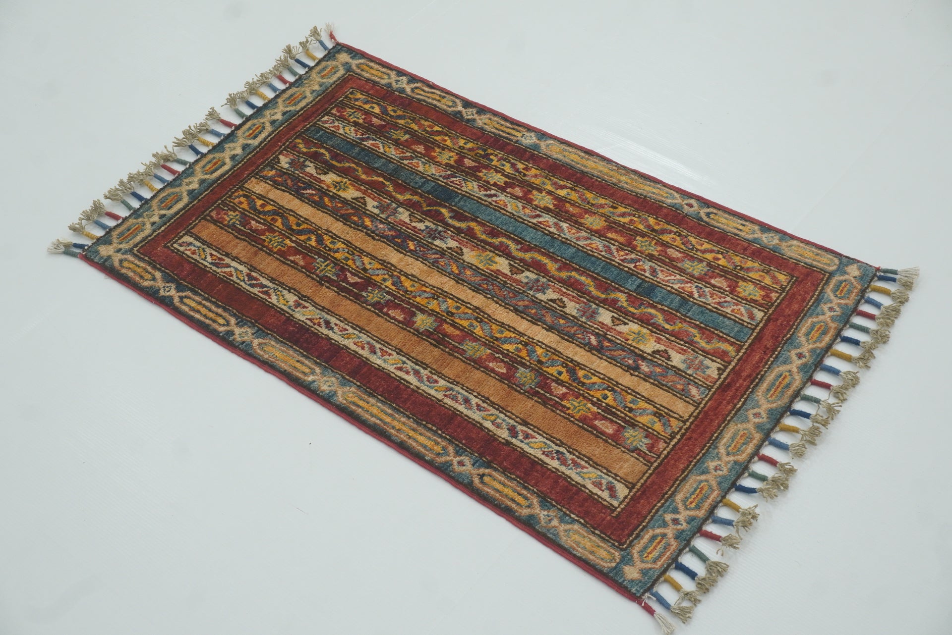 2x3 Red Turkish Hand-Knotted Wool Rug