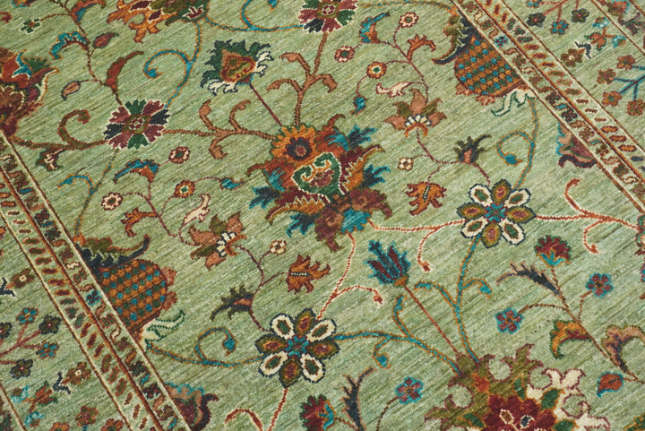4x6 Sage Green Waziri Afghan Hand knotted Wool Oriental Rug - Yildiz Rugs