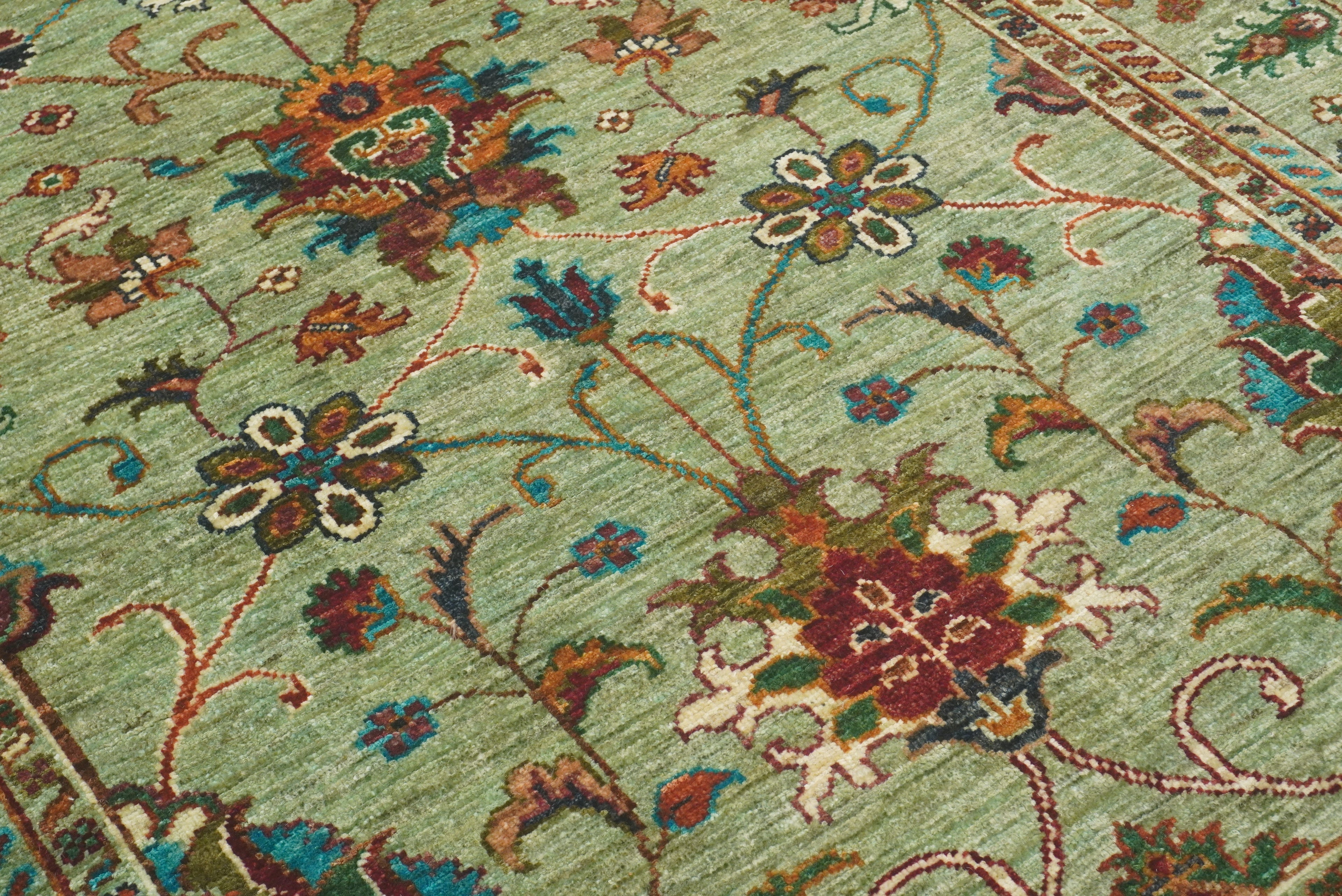 4x6 Sage Green Waziri Afghan Hand knotted Wool Oriental Rug - Yildiz Rugs