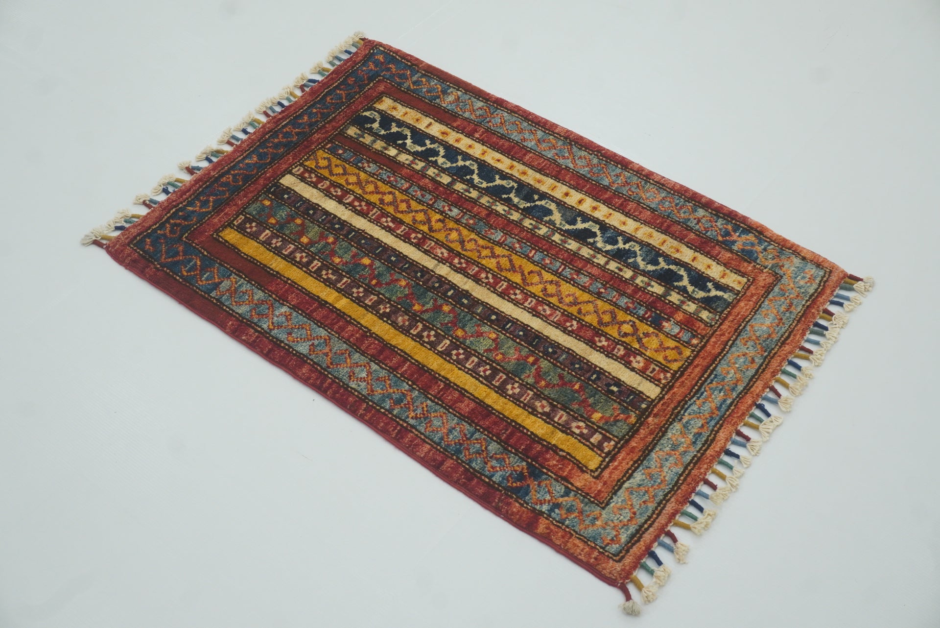 2x3 Red Turkish Hand-Knotted Wool Rug
