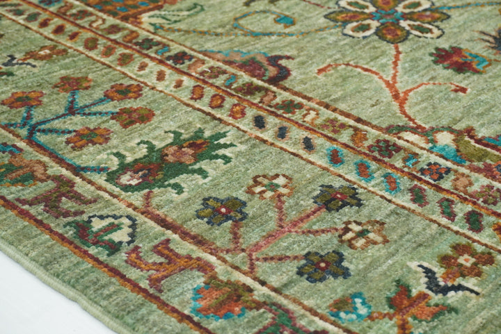 4x6 Sage Green Waziri Afghan Hand knotted Wool Oriental Rug - Yildiz Rugs