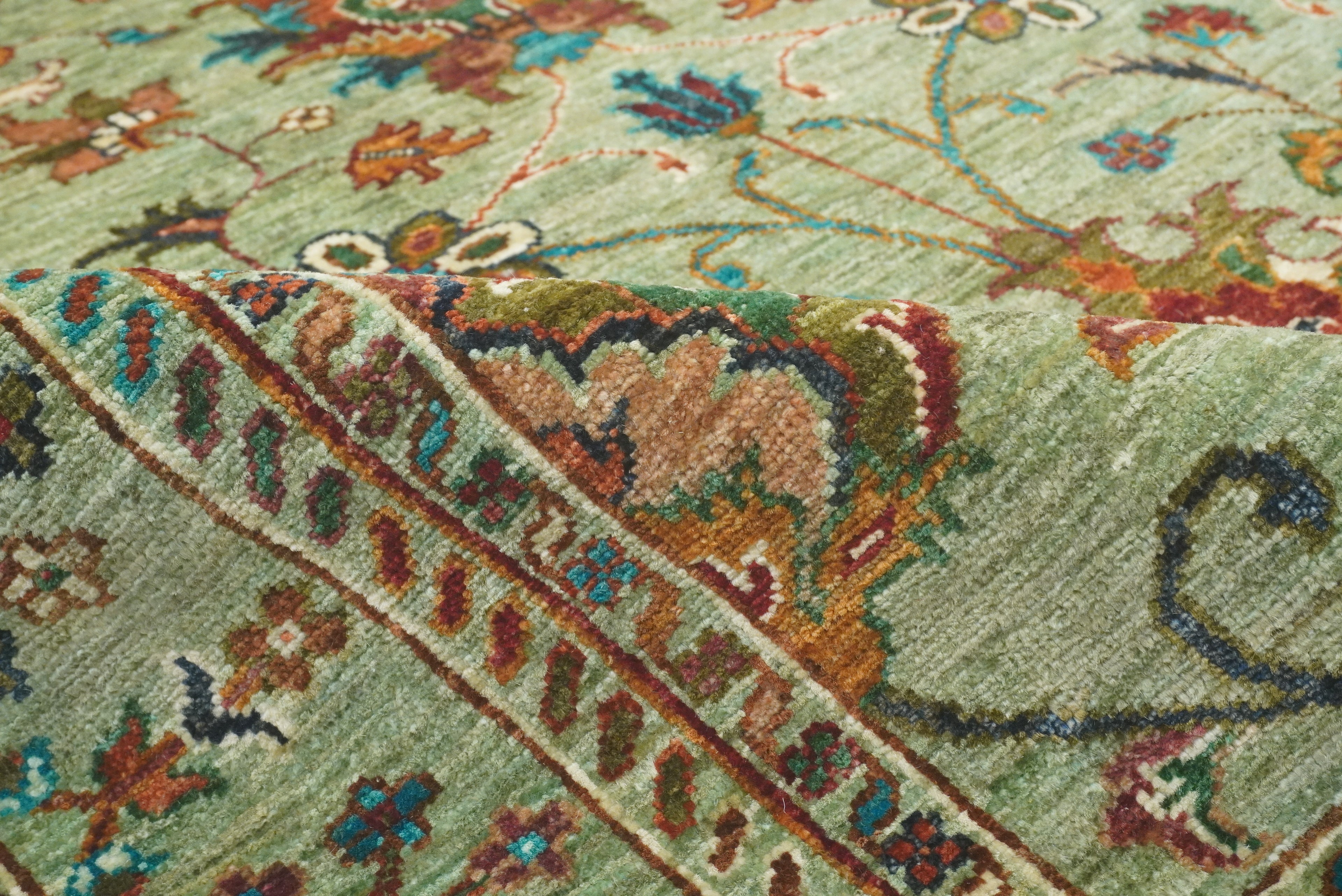 4x6 Sage Green Waziri Afghan Hand knotted Wool Oriental Rug - Yildiz Rugs