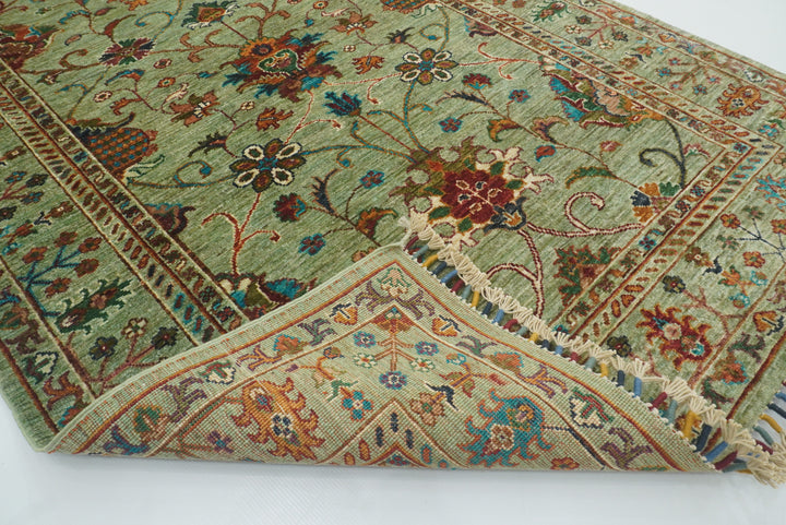 4x6 Sage Green Waziri Afghan Hand knotted Wool Oriental Rug - Yildiz Rugs