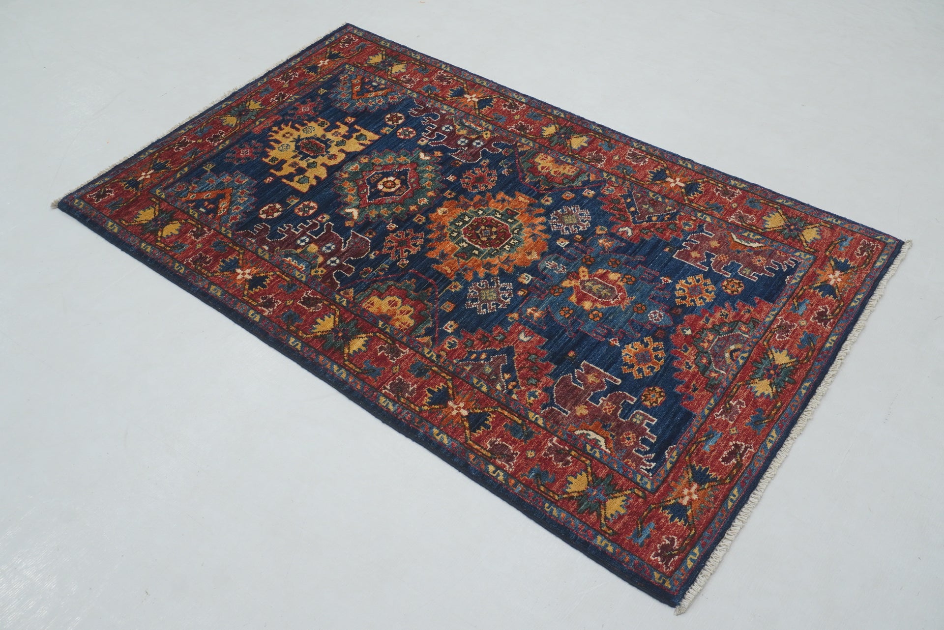 3x5 Navy Blue Baluch Afghan Hand knotted Oriental Rug