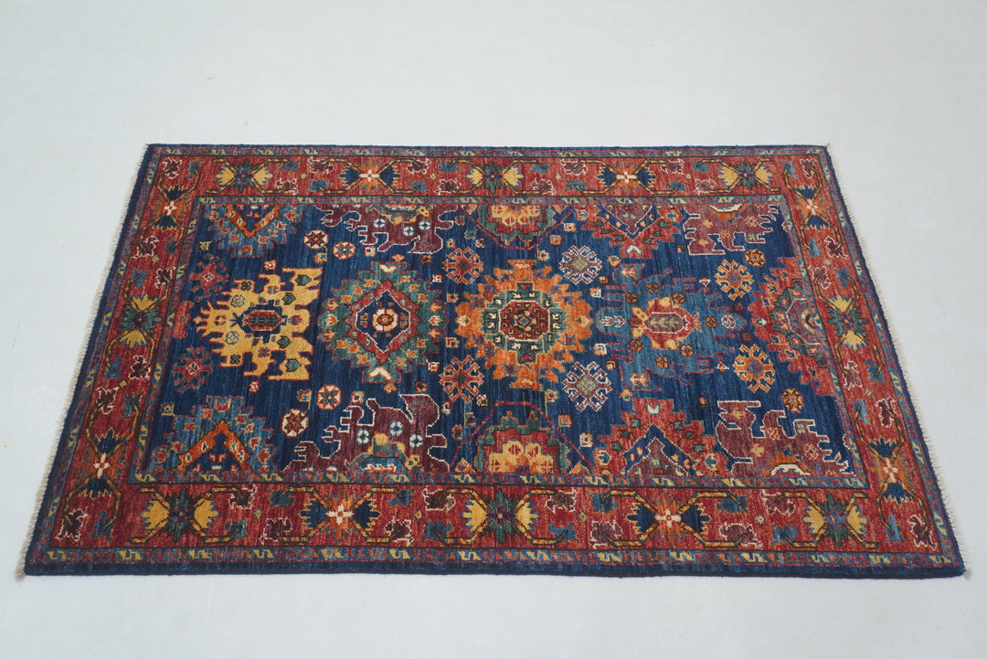 3x5 Navy Blue Baluch Afghan Hand knotted Oriental Rug