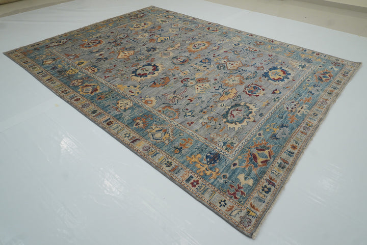 9x12 Gray Oushak Hand knotted Wool Oriental Rug - Yildiz Rugs