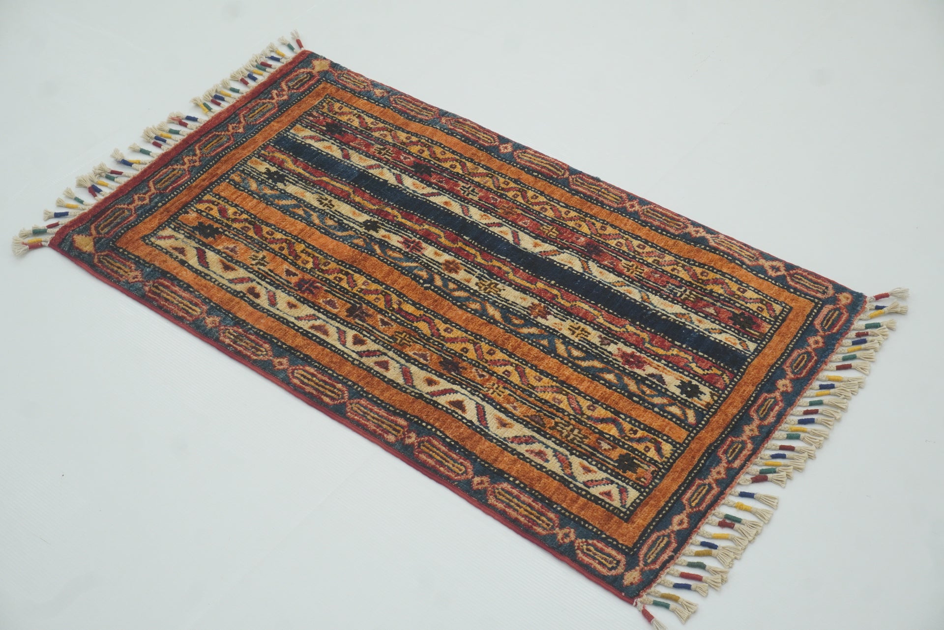2x3 Rust Red Turkish Hand-Knotted Wool Rug